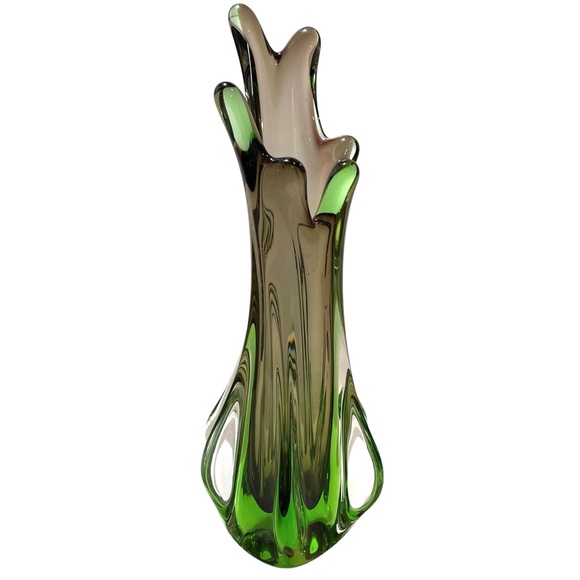 Vintage 1960s Murano Art Glass Sommerso Stretch Fingers Swung Vase 11" Italy - Picture 6 of 15